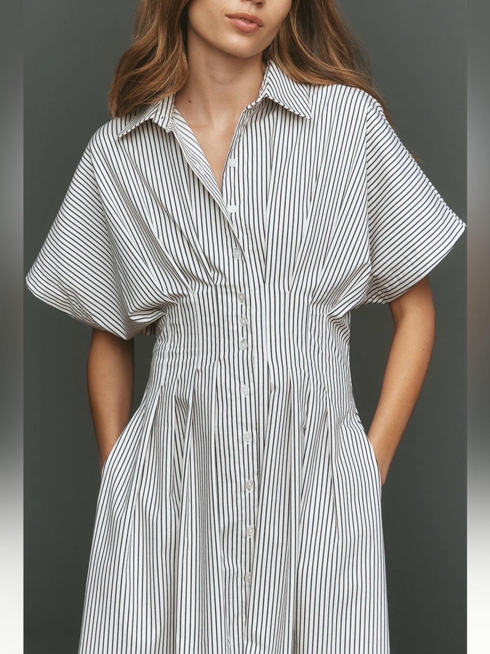 Exquise By Anthropology - Tobie Striped Shirtdress in White and black XL - Picture 3 of 6